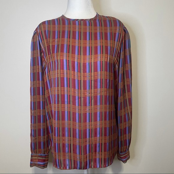 Halston III Vintage 1980s Striped Blouse size 8 - Picture 1 of 10